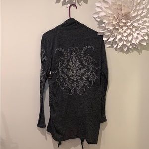 Super cute Grey sweater w/embellished back/sleeves